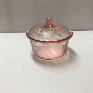 Vintage pink covered candy dish